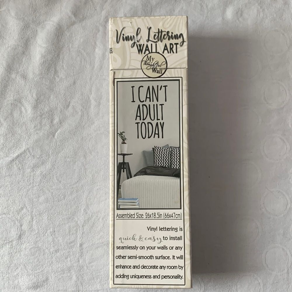 NIP Wall Art Black Vinyl Application Kit “I CANT ADULT TODAY” 26” x 18.5”